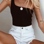 Black One Shoulder Crop Top Size XL Photo 0