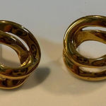 Monet Vintage Signed  Double Link Gold-Tone Stud Earrings Photo 0