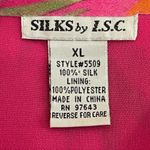 Silks by I.S.C. Silk Sleeveless V Neck Tropical Print Lined Maxi Dress Size XL Pink Photo 3