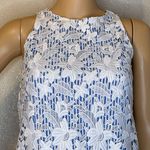 United Colors Of Benetton Sleeveless Dress White Lace Over Blue White Stripes XS Photo 2