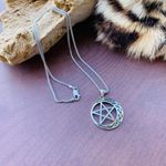 Celtic Crescent Moon And Star Sterling Silver Necklace Popcorn Chain Photo 1