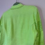 Chico's  L Linen Blend Green Lace-Trimmed Jacket Cardigan Photo 5