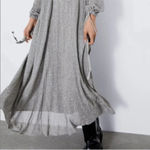 ZARA  Dress with Metallic Thread silver long sleeve with slip size med NWT Photo 6