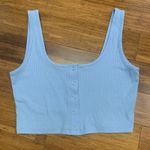 Me to We  Ribbed Tank Top Womens Size‎ Medium Button Front Crop Top Casual Blue Photo 0
