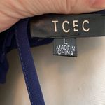 TCEC  Navy Bell Sleeve V Neck Pullover Mini Dress Sz L Photo 3