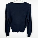 White + Warren Cashmere Sweater Womens Medium Black Ribbed Knit V Photo 1