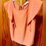 Everly  Flutter Sleeveless Round Neck Tie Back Silky size Small- Orange Photo 0