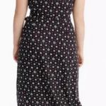 J.Crew  Mercantile Black & Blue V-Neck Floral Wrap Midi Fall Dress Womens Medium Photo 1