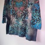 Vintage Essentials Size 1X Graphic V Neck Top Pastel Y2K Fairy Whimsical Blue Photo 2