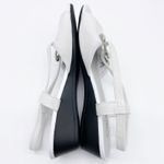 Laura Scott ‎ Womens 8 Ola Sandal Open Toe Light Gray Silver Wedge Summer Wedding Photo 4