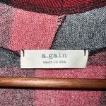 a.gain  black and red plaid open front cardigan with brown faux suede elbows Photo 3