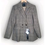 Mina Self Womens Brown Plaid Double Breasted Blazer Size L Office Workwear Size L Photo 0