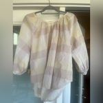 Everlane The Ruched Air Blouse Toffee Plaid Size 8 Photo 3