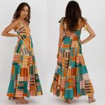 ALÉMAIS Sloane Tiered Midi Patchwork Dress Size 4 US (8 AU) Orange Photo 12