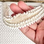 Vintage Corde Bead Bridal Snowflake Winter White Gold Clasp Top Handle Bag Photo 8