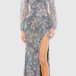 Mac Duggal 93750 Womens Embellished Illusion Long Sleeve Faux Wrap Gown Dress Photo 0