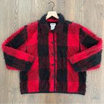 Anthropologie Vintage Fringed Collared Buffalo Check Chore Jacket in Red and Black Size Large Photo 4