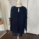 Petite Sophisticate  Whimsygoth Black Mesh Velvet Floral Beaded Blouse Top L Photo 4