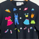 Emma Tricot Black Cardigan Sweater Colorful Clothes Embroidery Women’s Medium Photo 1