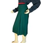 VINTAGE 1980'S GREEN W/RED & BLACK WAIST PLEATED WOOL MIDI SKIRT (16) Photo 4