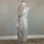 Eliza J Gold Metallic Sheath Cocktail Dress Size 10 Sleeveless V-Neck Sheath Photo 3