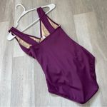 J.Crew Ruched Swimsuit v-neck one piece womens Purple (small) slimming classic Photo 2