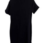 LA Made Black Short Sleeve Crew Neck Sweatshirt Dress With Pockets Knee Length Photo 4