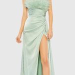 Mac Duggal NWT Strapless Feather Green Gown Photo 2