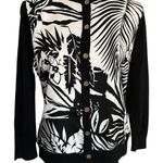 Lauren Ralph Lauren Silk Cashmere Cardigan Sweater Black White Floral Medium Photo 0