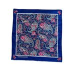 New Vintage Indigo Blue Paisley Cotton Blend Bandana Pocket Square Photo 2