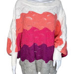 Andree by Unit  Sweater Womens Small Boat Neck White‎ Multicolor Stripe Oversized Photo 0