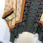 Melissa Paige Women's Paisley Sharkbite Hem 3/4 Sleeve Top Navy Multicolor Large Photo 3