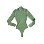 superdown  Victoria Square Neck Cutout Bodysuit  Green Size Small Turtleneck Photo 3