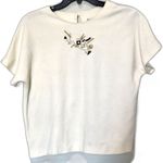 Vintage 80s Women’s Top Ivory Embroidered Boxy Short Sleeve Size XL Made USA Photo 0