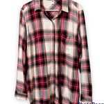 Old Navy  large women's long sleeve plaid casual button down shirt pink black Photo 9