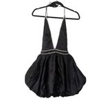 ADEIRLINA Tokyo At Midnight Jeweled Plunge Neck Bubble Mini Dress NWOT Medium Black Photo 2