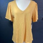 LC Lauren Conrad Yellow Fitted V-Neck Short Sleeve Tee Photo 0