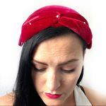 Vintage Red Rhinestone Toque Turban Capulet Hat Photo 1
