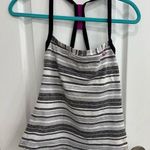 Nike Racerback Women's Black and White Striped Built in Bra Top Size 10 Photo 0