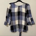 Ro & De  Blue White Plaid Bell Sleeve Blouse Womens S Preppy Casual Photo 0