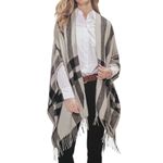 Banana Republic Cashmere Wool Blend Plaid Beige Black Fringe Wrap One Size NEW Photo 6