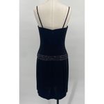 Vintage 90s Papell Boutique Mini Cocktail Dress Beaded Drop Waist Black Silver 6 Photo 4