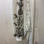 Free People  Embroidered Cream Brown Dreams Tunic Blouse Small Photo 8