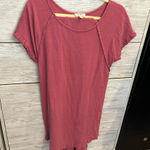 Umgee  USA Dress Womens M Pink Linen Blend Lagenlook Frayed Fringe Hi Low Hem Photo 0