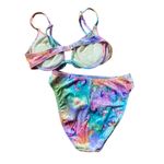 Size L//Vintage 90s Velvet Velour Rainbow Butterfly Bikini Swimsuit Pink Size L Photo 1