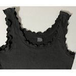 Iris basic  Black Ribbed Frill Solid Tank Crop Top Cami Camisole Shirt Tee Size S 🕷️ Photo 2