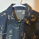 Chico's  Denim Jacket Size 1 Beaded‎ Embellished Floral Zip Up Dark Wash Photo 3