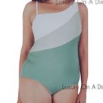 Carole Hochman Green Colorblock One Shoulder One Piece Swimsuit Size Small New Photo 10