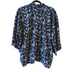 Derek Lam  Collective Blouse Blue Navy Floral Sz 52 Photo 7