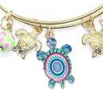 Boutique Beaded Sea Turtle Charm Colorful Bangle Bracelet Photo 3